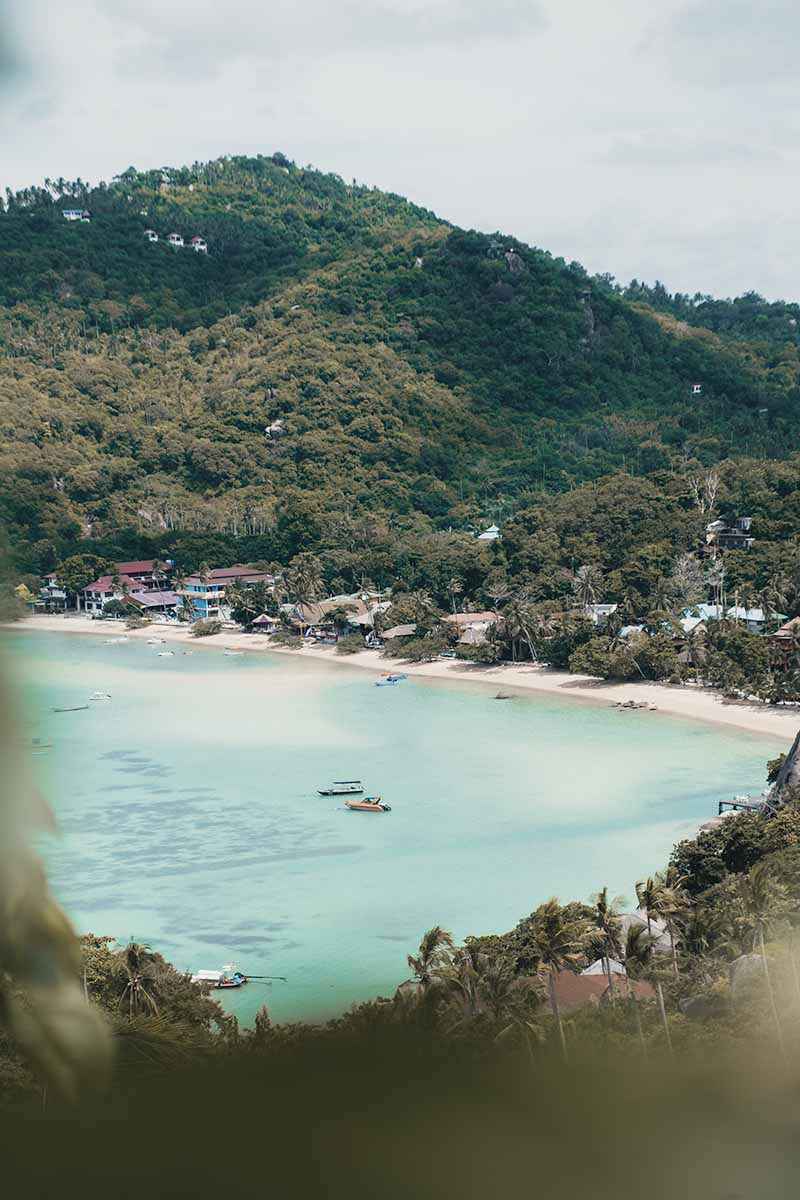 The view of the white sand, turquoise water and jungle surrounds of Chalok Baan Kao Bay from John Suwan Viewpoint