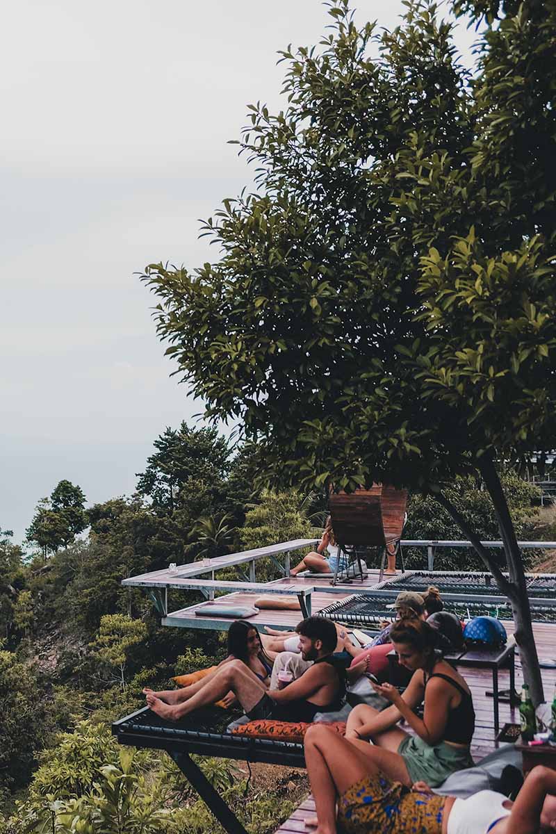 Tourists sitting and relaxing at the Love Koh Tao cafe