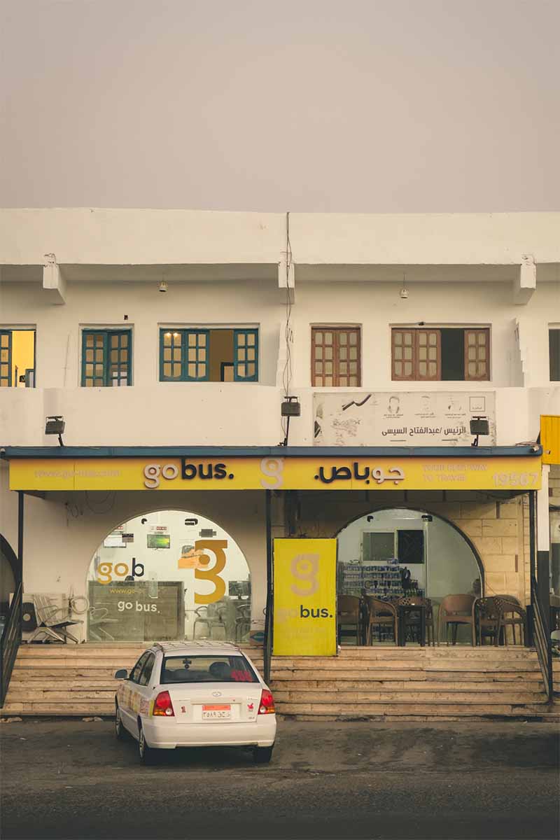 The front entrance of the GoBus Dahab Office.