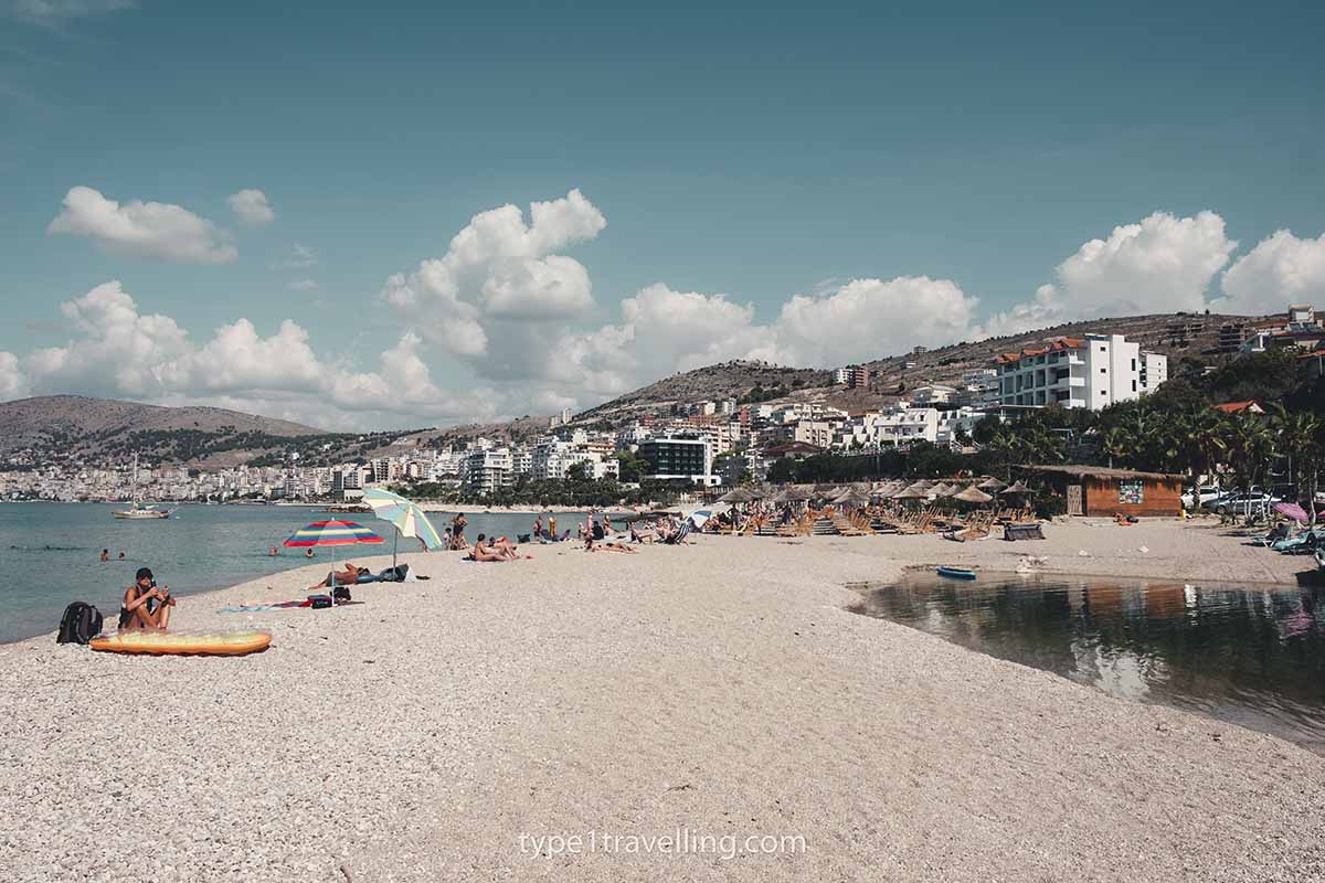 A strip of pebble beach on the northern shore of Bistrica Beach.